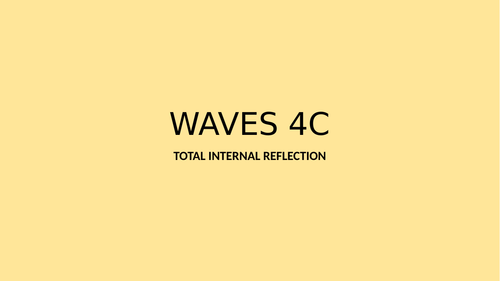 Refection, Refraction and Total Internal Reflection of Waves