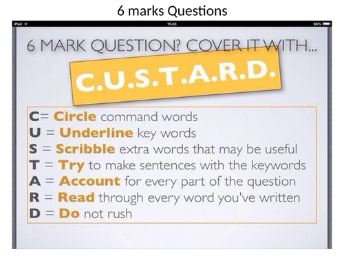 Steps to use when answering 6 marks Questions