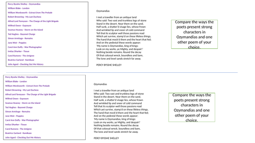 Power and Conflict poetry questions