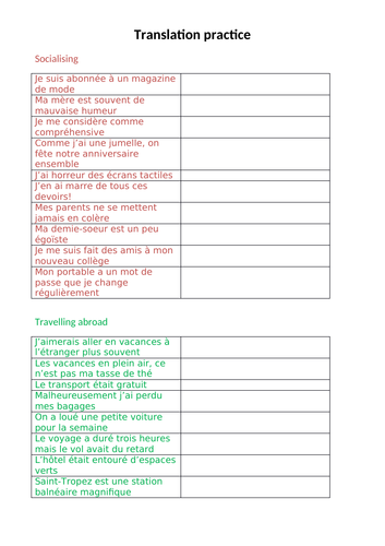 assignment translation to french