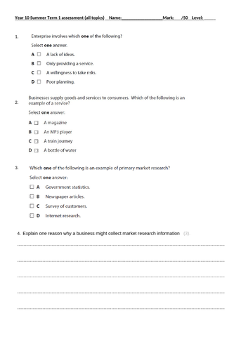 GCSE Business assessment
