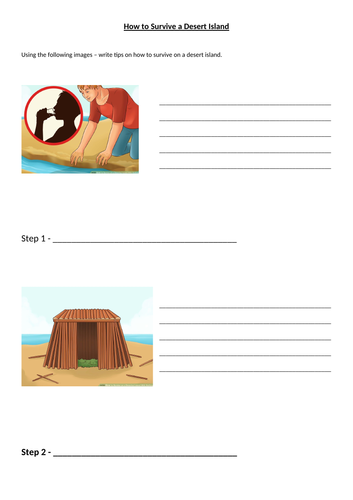 How to survive a Desert Island - differentiated cover work - independent learning.