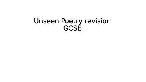 Unseen Poetry Exam Revision