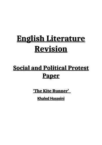 The Kite Runner Revision Booklet - AQA