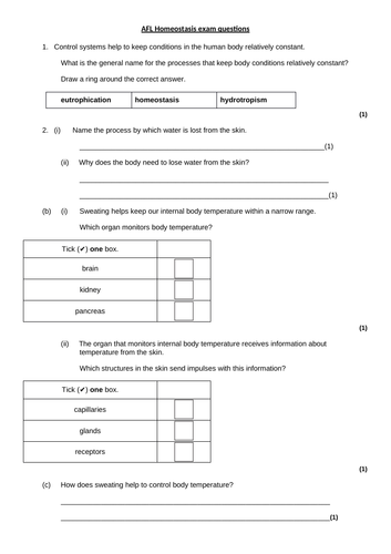 AQA GCSE Biology homeostasis lesson