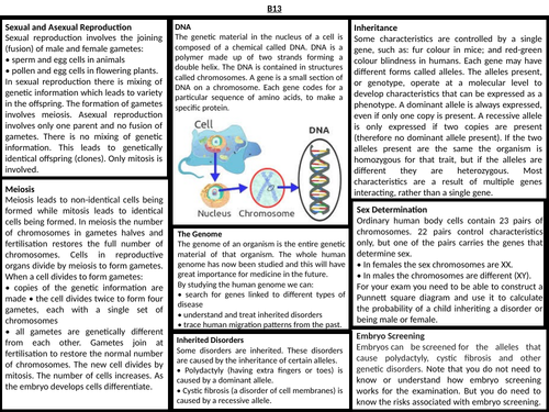 Aqa 9 1 2016 Gcse Biology Trilogy B13 Knowledge Organiser Teaching 5728