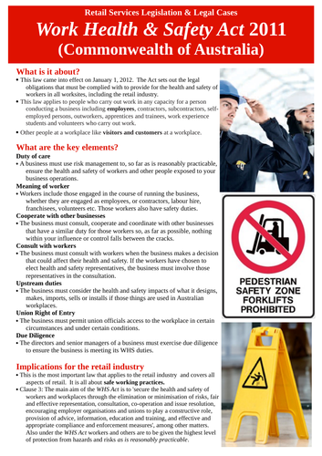 Poster Work Health And Safety Act 2011 Com Of Aust Teaching 