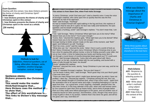 A Worksheet to help with literature paper 1 - A Christmas Carol - Charity &Christmas Spirit