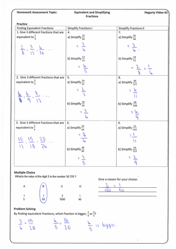 Simplify fractions worksheet pdf image