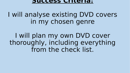 EDUQAS GCSE MEDIA STUDIES COMPONENT 3 COURSEWORK DVD COVERS AND FILM POSTERS LESSON PACK