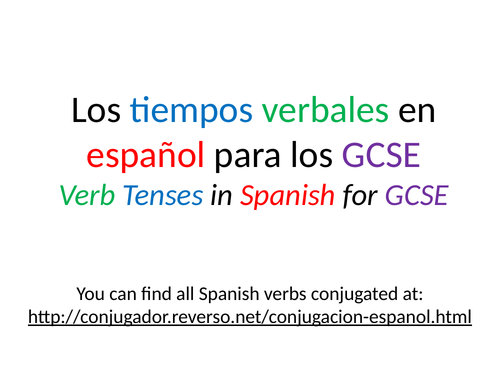 Spanish Verb Tenses Tables for GCSE