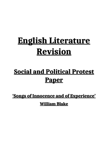 William Blake Revision Blooklet - AQA