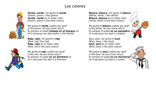 Los colores - Spanish song