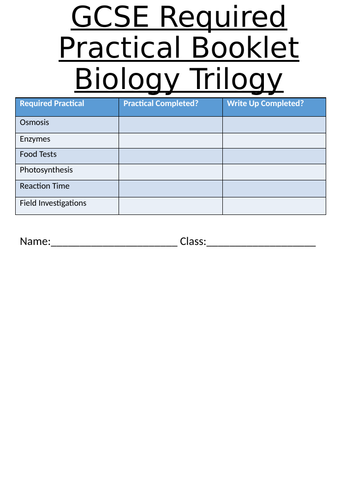 Required Practical Booklet AQA Biology Trilogy