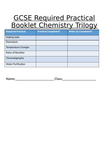 Required Practical Booklet AQA Chemistry Trilogy