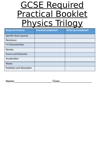 BIO, CHEM & PHYSICS Required Practical Booklet AQA Trilogy