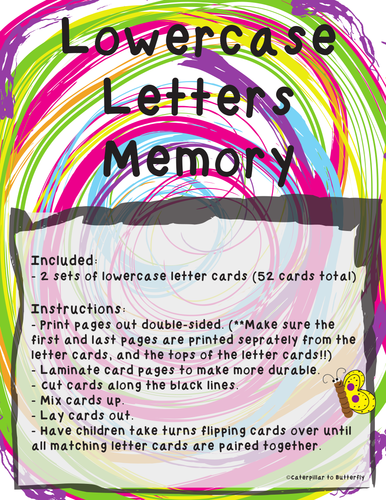 Lowercase Letter Memory