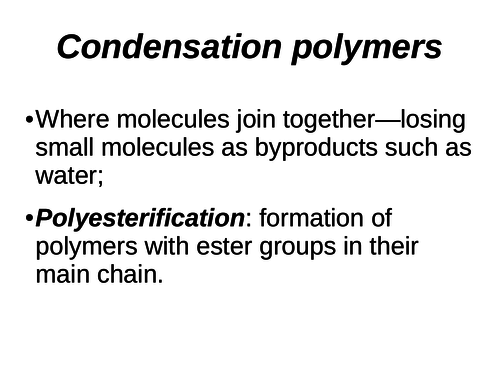 Polyesterification condensation