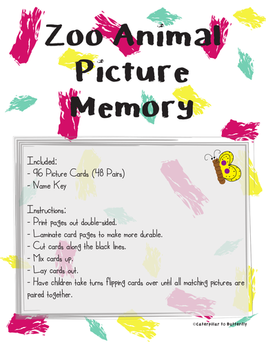 Zoo Animal Picture Memory
