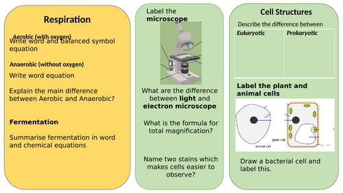 B1 GCSE 1-9 PLACEMAT OCR GATEWAY