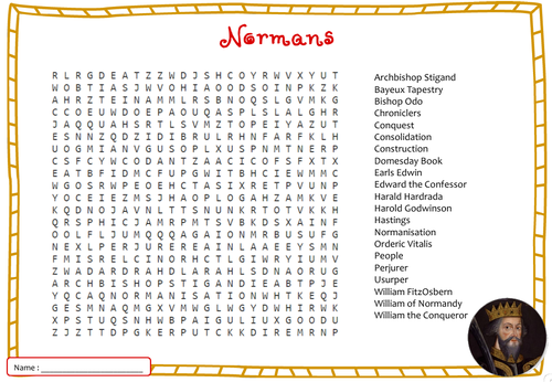 Normans Word Search - GCSE History AQA Keywords