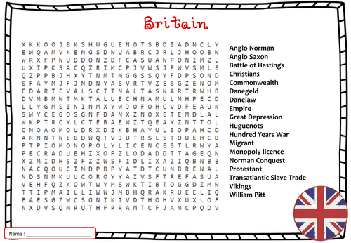 History, Britain: Migration, empires and people  Word Search - GCSE History AQA Keywords