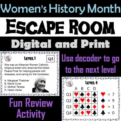 Women's History Month: Escape Room - Social Studies