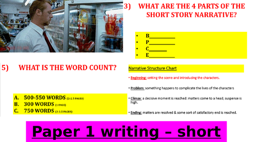 EDUQAS Narrative Writing revision quiz - GCSE English Language