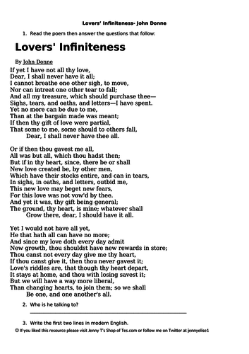 Lovers' Infiniteness Worksheet