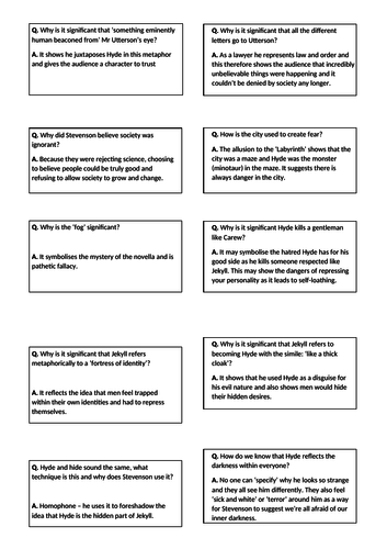 Revision Flashcard Jekyll and Hyde Game