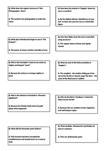 Power and Conflict Revision Cards