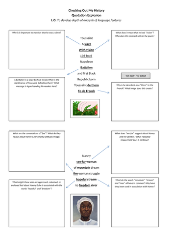 Checking Out Me History Language Analysis Worksheet