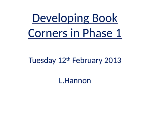Developing Book Corners CPD Staff Training