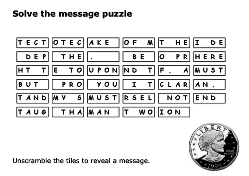 Solve the message puzzle from Susan B. Anthony