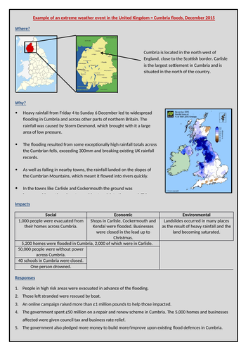 cumbria floods 2009 case study