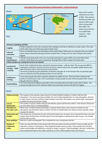 amazon rainforest geography case study gcse