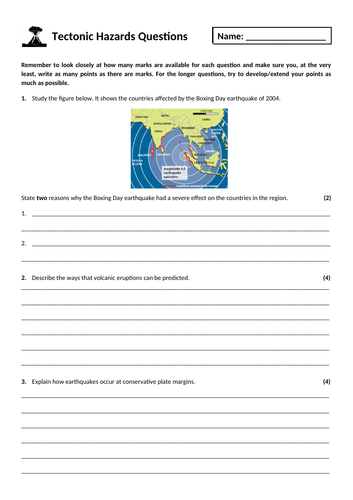 3. Tectonic hazards exam questions homework
