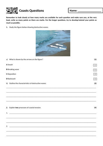 13. Coastal landscapes exam questions homework
