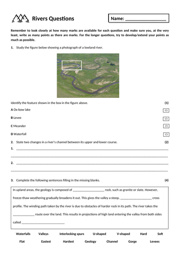 17. River landscapes exam questions homework