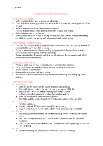 voting behaviour a level politics essay