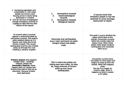 Unit 1 (Living with the physical environment) AQA 9-1 GCSE flash cards