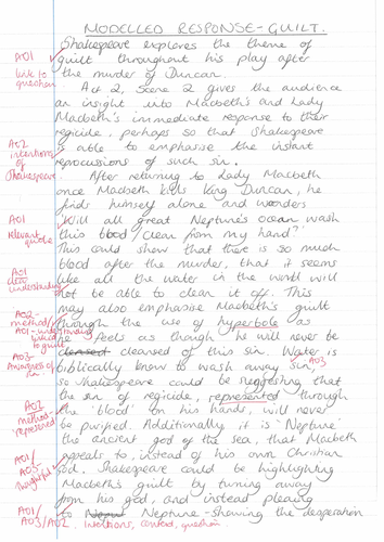 A Model Answer- Macbeth - Guilt