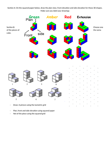 Fully resourced lesson Isometric Drawing, Plans and Elevations