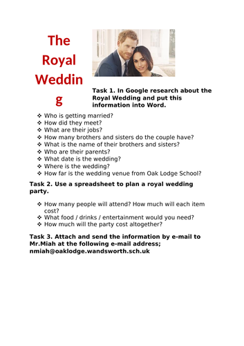 Functional Skills ICT Royal Wedding Entry 1 Entry Entry 3