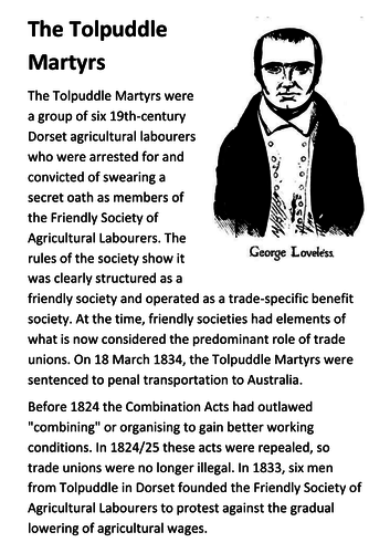 The Tolpuddle Martyrs Handout