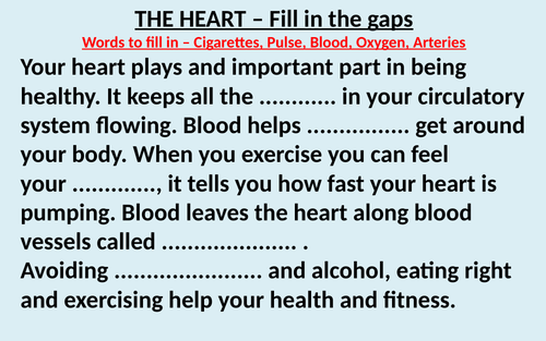 Science Fill in the Gaps - KS2