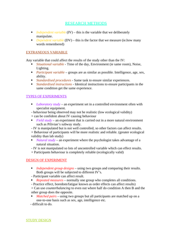 A' Level - Psychology- Revision Guides