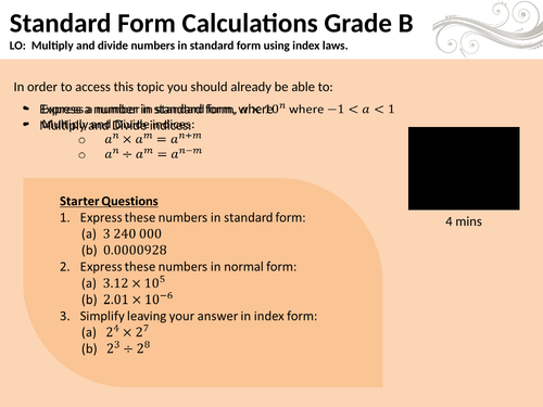 GCSE Maths Grade B - Standard Form Lesson