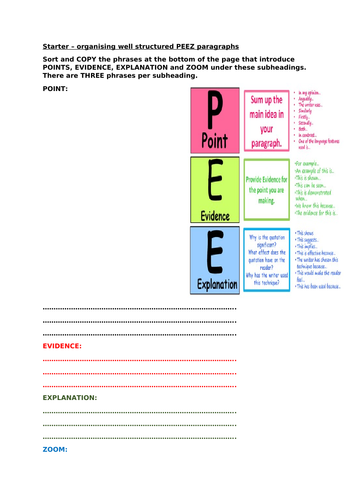 Fluent PEEZ paragraphs revision activity