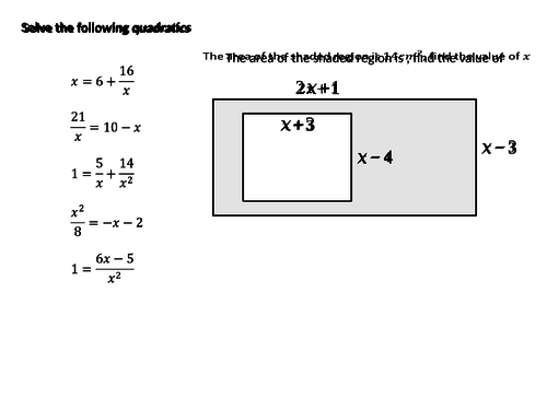 Quadratic Equation (factorising and formula)